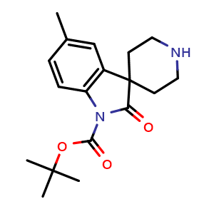 Chemical structure of tert-Butyl 5-methyl-2-oxo-spiro[indoline-3,4-piperidine]-1-carboxylate , CAS 873779-31-8, AChemBlock AD243130