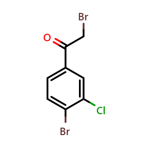 Chemical structure of 2-bromo-1-(4-bromo-3-chlorophenyl)ethan-1-one , CAS 87427-57-4, AChemBlock AD243134