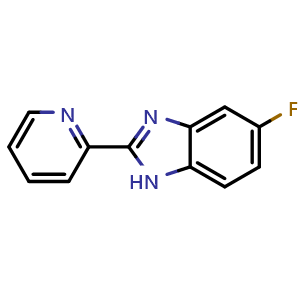 Chemical structure of 5-fluoro-2-(pyridin-2-yl)-1H-1,3-benzodiazole , CAS 875468-81-8, AChemBlock AD243147