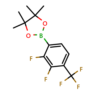 Chemical structure of 2-[2,3-difluoro-4-(trifluoromethyl)phenyl]-4,4,5,5-tetramethyl-1,3,2-dioxaborolane , CAS 881402-15-9, AChemBlock AD243167