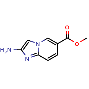 Chemical structure of Methyl 2-aminoimidazo[1,2-a]pyridine-6-carboxylate , CAS 885272-05-9, AChemBlock AD243182