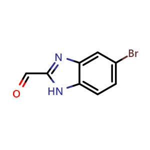 Chemical structure of 5-Bromo-1H-1,3-benzodiazole-2-carbaldehyde , CAS 885280-26-2, AChemBlock AD243183