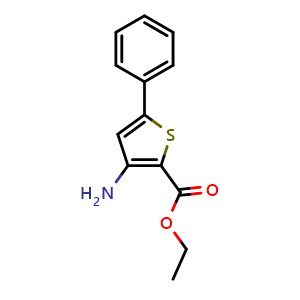 Chemical structure of Ethyl 3-amino-5-phenylthiophene-2-carboxylate , CAS 88534-50-3, AChemBlock AD243184