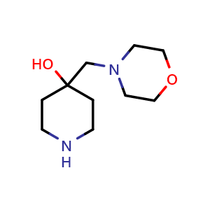 Chemical structure of 4-[(morpholin-4-yl)methyl]piperidin-4-ol , CAS 885654-56-8, AChemBlock AD243185
