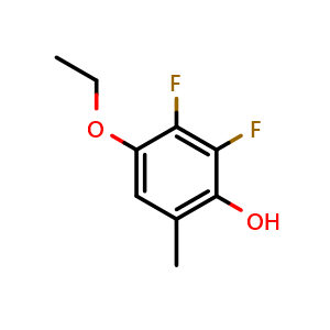 Chemical structure of 4-ethoxy-2,3-difluoro-6-methylphenol , CAS 886037-78-1, AChemBlock AD243188