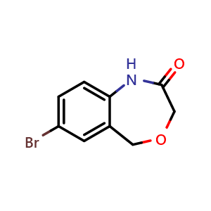 Chemical structure of 7-bromo-1,5-dihydro-4,1-benzoxazepin-2-one , CAS 886756-67-8, AChemBlock AD243193