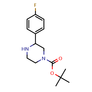 Chemical structure of tert-Butyl 3-(4-fluorophenyl)piperazine-1-carboxylate , CAS 886767-25-5, AChemBlock AD243194