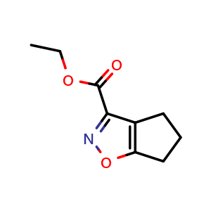 Chemical structure of Ethyl 5,6-Dihydro-4H-cyclopenta[d]isoxazole-3-carboxylate , CAS 893638-43-2, AChemBlock AD243221