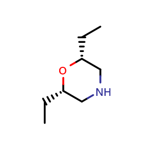 Chemical structure of cis-2,6-Diethylmorpholine , CAS 89479-87-8, AChemBlock AD243225