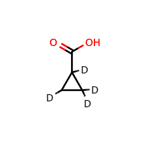 Chemical structure of Cyclopropanecarboxylic acid-d4 , CAS 89924-82-3, AChemBlock AD243241