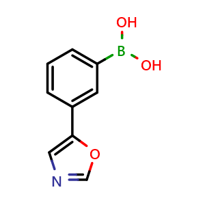 Chemical structure of [3-(1,3-oxazol-5-yl)phenyl]boronic acid , CAS 902775-28-4, AChemBlock AD243256