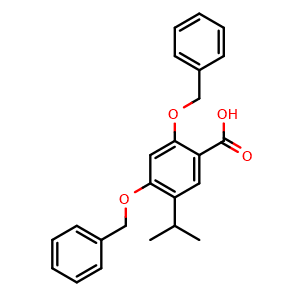 Chemical structure of 2,4-dibenzyloxy-5-isopropyl-benzoic acid , CAS 909871-48-3, AChemBlock AD243269