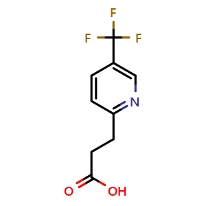 Chemical structure of 3-[5-(Trifluoromethyl)pyridin-2-yl]propanoic acid , CAS 910654-27-2, AChemBlock AD243273