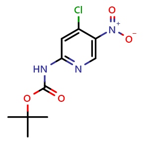 Chemical structure of tert-Butyl (4-chloro-5-nitropyridin-2-yl)carbamate , CAS 914952-36-6, AChemBlock AD243294