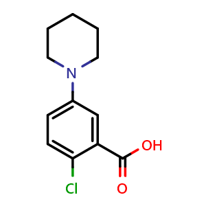 Chemical structure of 2-Chloro-5-(piperidin-1-yl)benzoic acid , CAS 915921-24-3, AChemBlock AD243298