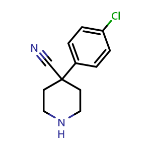 Chemical structure of 4-(4-Chlorophenyl)piperidine-4-carbonitrile , CAS 91721-16-3, AChemBlock AD243310