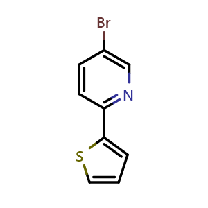 Chemical structure of 5-Bromo-2-(thiophen-2-yl)pyridine , CAS 91891-74-6, AChemBlock AD243311