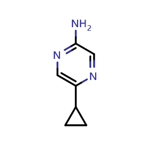 Chemical structure of 5-cyclopropylpyrazin-2-amine , CAS 920313-51-5, AChemBlock AD243315