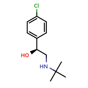 Chemical structure of (S)-2-(tert-Butylamino)-1-(4-chlorophenyl)ethan-1-ol , CAS 920797-01-9, AChemBlock AD243319