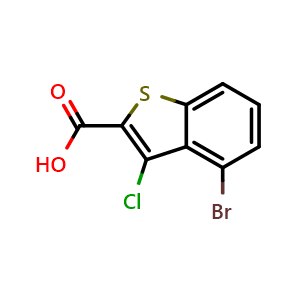 Chemical structure of 4-Bromo-3-chloro-1-benzothiophene-2-carboxylic acid , CAS 926257-36-5, AChemBlock AD243330