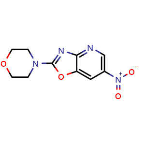 Chemical structure of 4-{6-nitro-[1,3]oxazolo[4,5-b]pyridin-2-yl}morpholine , CAS 931321-16-3, AChemBlock AD243340
