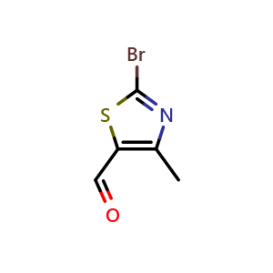 Chemical structure of 2-Bromo-4-methyl-1,3-thiazole-5-carbaldehyde , CAS 933720-87-7, AChemBlock AD243345