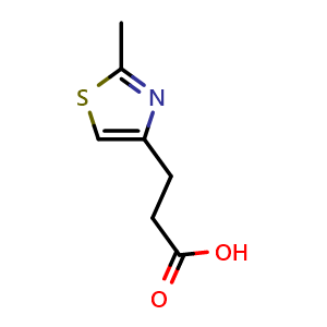Chemical structure of 3-(2-Methyl-1,3-thiazol-4-yl)propanoic acid , CAS 933742-78-0, AChemBlock AD243346
