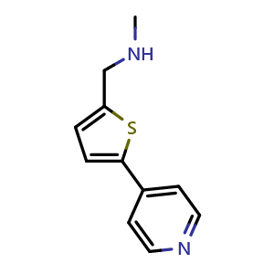 Chemical structure of N-methyl-1-(5-(pyridin-4-yl)thiophen-2-yl)methanamine , CAS 934570-47-5, AChemBlock AD243353