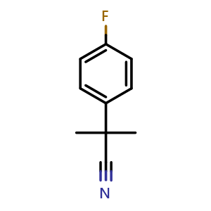Chemical structure of 2-(4-Fluorophenyl)-2-methylpropanenitrile , CAS 93748-09-5, AChemBlock AD243363