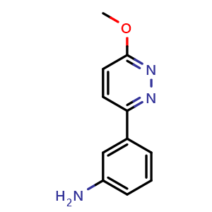 Chemical structure of 3-(6-methoxypyridazin-3-yl)aniline , CAS 939428-11-2, AChemBlock AD243367
