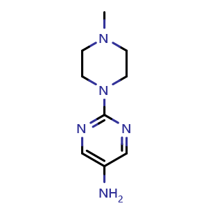 Chemical structure of 2-(4-Methylpiperazin-1-yl)pyrimidin-5-amine , CAS 943757-74-2, AChemBlock AD243383