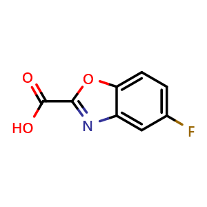 Chemical structure of 5-fluoro-1,3-benzoxazole-2-carboxylic acid , CAS 944898-49-1, AChemBlock AD243388
