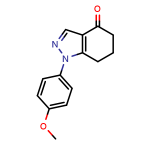 Chemical structure of 1-(4-methoxyphenyl)-4,5,6,7-tetrahydro-1H-indazol-4-one , CAS 945363-51-9, AChemBlock AD243394