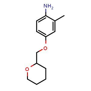 Chemical structure of 2-methyl-4-[(oxan-2-yl)methoxy]aniline , CAS 946699-43-0, AChemBlock AD243397