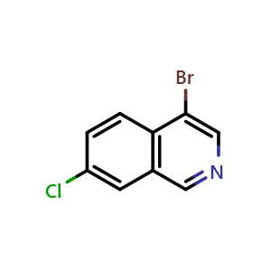 Chemical structure of 4-bromo-7-chloroisoquinoline , CAS 953421-72-2, AChemBlock AD243420