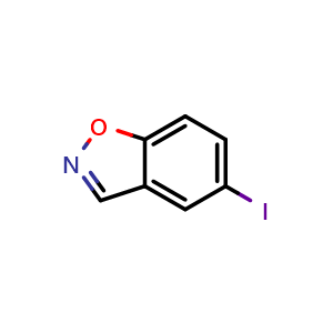 Chemical structure of 5-iodo-1,2-benzoxazole , CAS 954371-46-1, AChemBlock AD243423