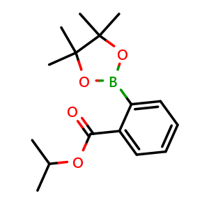 Chemical structure of propan-2-yl 2-(4,4,5,5-tetramethyl-1,3,2-dioxaborolan-2-yl)benzoate , CAS 956229-66-6, AChemBlock AD243428