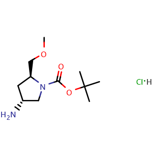 Chemical structure of (2S,4R)-tert-butyl-4-amino-2-(methoxymethyl)pyrrolidine-1-carboxylate hydrochloride , CAS 3037659-27-8, AChemBlock AD243496