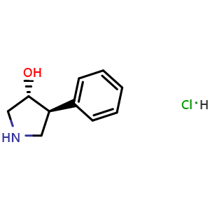 Chemical structure of (3R,4S)-4-phenylpyrrolidin-3-ol hydrochloride , CAS 3037659-97-2, AChemBlock AD243505