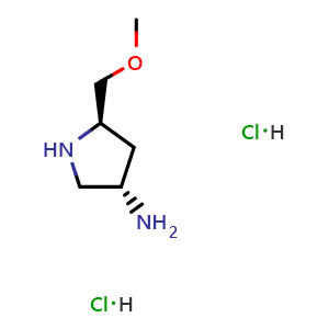 Chemical structure of (3S,5R)-5-(methoxymethyl)pyrrolidin-3-amine dihydrochloride , CAS 3033363-86-6, AChemBlock AD243507