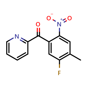 Chemical structure of (5-fluoro-4-methyl-2-nitrophenyl)(pyridin-2-yl)methanone , CAS 3037693-25-4, AChemBlock AD243513