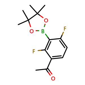 Chemical structure of 1-(2,4-Difluoro-3-(4,4,5,5-tetramethyl-1,3,2-dioxaborolan-2-yl)phenyl)ethanone , AChemBlock AD243531