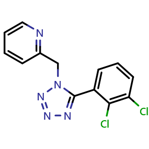Chemical structure of 2-((5-(2,3-Dichlorophenyl)-1H-tetrazol-1-yl)methyl)pyridine , CAS 899507-35-8, AChemBlock AD243545
