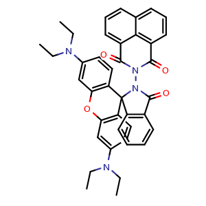 Chemical structure of 2-(3',6'-Bis(diethylamino)-3-oxospiro[isoindoline-1,9'-xanthen]-2-yl)-1H-benzo[de]isoquinoline-1,3(2H)-dione , CAS 3026713-04-9, AChemBlock AD243561