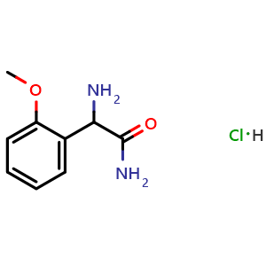 Chemical structure of 2-amino-2-(2-methoxyphenyl)acetamide hydrochloride , AChemBlock AD243579