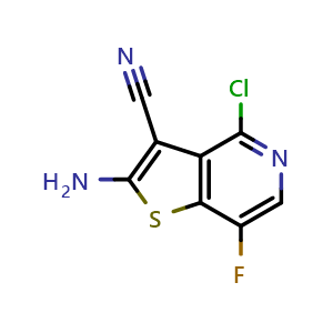 Chemical structure of 2-amino-4-chloro-7-fluoro-thieno[3,2-c]pyridine-3-carbonitrile , AChemBlock AD243580