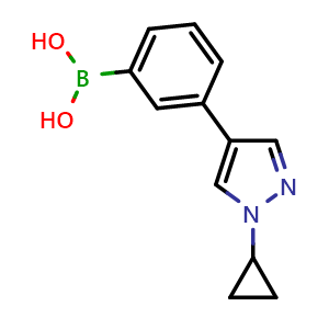 Chemical structure of 3-(1-Cyclopropyl-4-pyrazolyl)phenylboronic acid , AChemBlock AD243593