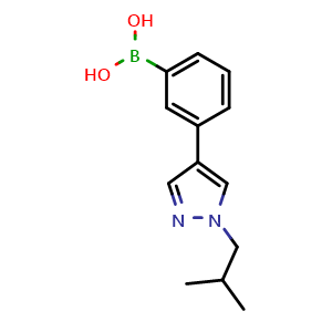 Chemical structure of 3-(1-Isobutyl-4-pyrazolyl)phenylboronic acid , AChemBlock AD243596