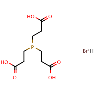 Chemical structure of 3-[bis(2-carboxyethyl)phosphanyl]propanoic acid hydrobromide , CAS 3026051-63-5, AChemBlock AD243602