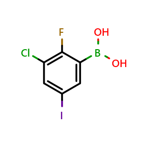 Chemical structure of 3-Chloro-2-fluoro-5-iodophenylboronic acid , AChemBlock AD243607